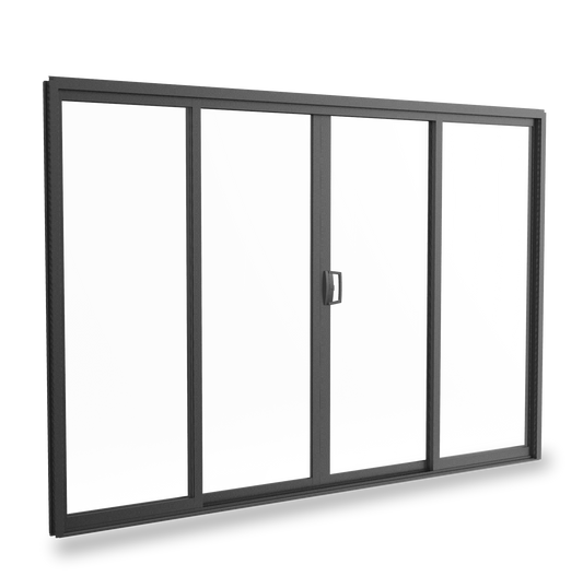 Black Sliding BiPart Door - 2395h X 2990w - 4 Panel - Double Glazed