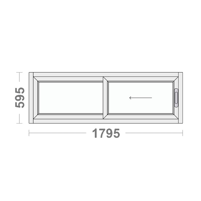 Black Sliding Window 595h x 1795w Double Glazed