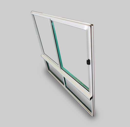 White Sliding Window 1800h x 1810w Single Glazed 5mm Clear Toughened